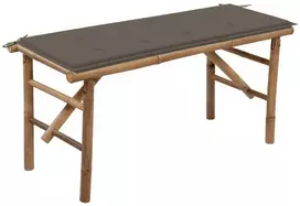 Sulankstomas sodo suoliukas su pagalvėle, 118cm, bambukas