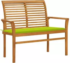 Sodo suoliukas su šviesiai žalia pagalvėle, 112cm, tikmedis