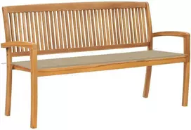 Sudedamas sodo suoliukas su pagalvėle, 159 cm, tikmedis