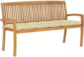 Sudedamas sodo suoliukas su pagalvėle, 159 cm, tikmedis