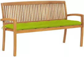 Sudedamas sodo suoliukas su pagalvėle, 159 cm, tikmedis