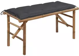 Sulankstomas sodo suoliukas su pagalvėle, 118cm, bambukas