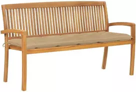 Sudedamas sodo suoliukas su pagalvėle, 159 cm, tikmedis