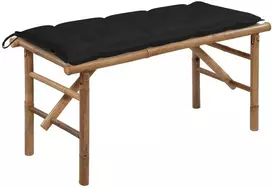 Sulankstomas sodo suoliukas su pagalvėle, 118cm, bambukas
