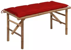 Sulankstomas sodo suoliukas su pagalvėle, 118cm, bambukas