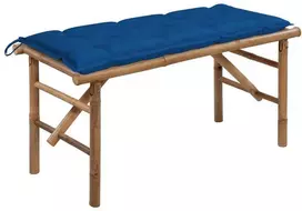 Sulankstomas sodo suoliukas su pagalvėle, 118cm, bambukas
