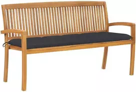 Sudedamas sodo suoliukas su pagalvėle, 159 cm, tikmedis