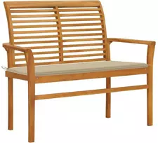Sodo suoliukas su smėlio spalvos pagalvėle, 112cm, tikmedis
