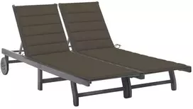 Dvivietis sodo saulės gultas su čiužinukais, pilkas, akacija