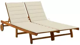 Dvivietis sodo saulės gultas su čiužiniu, akacijos medienos masyvas (311873+2x314205)