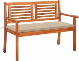 Dvivietis sodo suoliukas su pagalvėle, 120cm, eukalipto masyvas