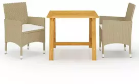 Lauko baldų komplektas Sodo valgomojo baldų komplektas, 3 dalių, smėlio spalvos