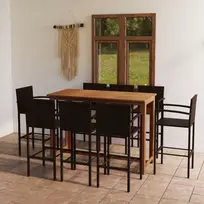 Lauko baldų komplektas Sodo baro baldų komplektas, 9 dalių, rudas (246665+2x313454)