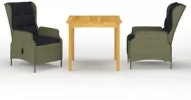 Lauko baldų komplektas Sodo valgomojo baldų komplektas, 3 dalių, rudas