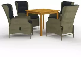 Lauko baldų komplektas Sodo valgomojo baldų komplektas, 5 dalių, rudas