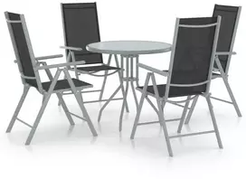 Lauko baldų komplektas Sodo komplektas, 5 dalių, sidabrinis, aliuminis ir tekstilenas