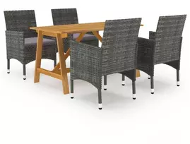 Lauko baldų komplektas Sodo valgomojo komplektas, 5 dalių, pilkas (312406+310563)