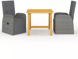 Lauko baldų komplektas Sodo valgomojo baldų komplektas, 3 dalių, pilkos spalvos