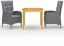 Lauko baldų komplektas Sodo valgomojo baldų komplektas, 3 dalių, pilkos spalvos