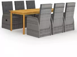 Lauko baldų komplektas Sodo valgomojo komplektas, 7 dalių, pilkas (147877+3x47676)