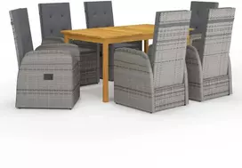 Lauko baldų komplektas Sodo valgomojo komplektas, 7 dalių, pilkas (147876+3x47676)