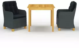 Lauko baldų komplektas Sodo valgomojo baldų komplektas, 3 dalių, tamsiai pilkas