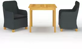 Lauko baldų komplektas Sodo valgomojo baldų komplektas, 3 dalių, tamsiai pilkas