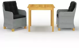 Lauko baldų komplektas Sodo valgomojo baldų komplektas, 3 dalių, šviesiai pilkas