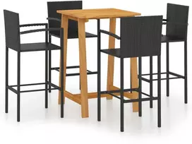 Lauko baldų komplektas Sodo baro baldų komplektas, 5 dalių, juodos spalvos