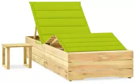 Sodo saulės gultas su staliuku ir čiužinuku, impregnuota pušis