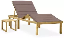 Sodo saulės gultas su staliuku ir čiužinuku, impregnuota pušis