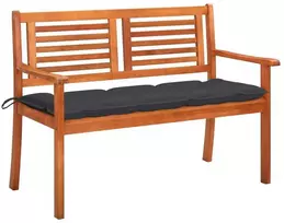 Dvivietis sodo suoliukas su pagalvėle, 120cm, eukalipto masyvas