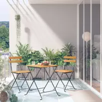 Lauko baldų komplektas Sulankstomas bistro baldų komplektas, 3d., akacijos masyvas