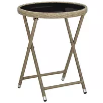 Arbatos staliukas, smėlio, 60cm, poliratanas/grūdintas stiklas