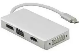 helos HUB, USB 3.1 Type-C St./DP/HDMI/DVI/VGA Bu, PREMIUM 4K, sidabrinis