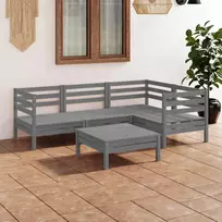 Lauko baldų komplektas Sodo poilsio baldų komplektas, 5 dalių, pilkas, pušies masyvas