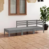Lauko baldų komplektas Sodo poilsio baldų komplektas, 3 dalių, pilkas, pušies masyvas