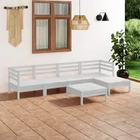 Lauko baldų komplektas Sodo poilsio baldų komplektas, 6 dalių, baltas, pušies masyvas