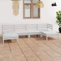 Lauko baldų komplektas Sodo poilsio baldų komplektas, 6 dalių, baltas, pušies masyvas
