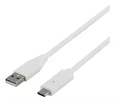 Mob. telefono kabelis DELTACO USBC-1009 USB 2.0, 1m, baltas