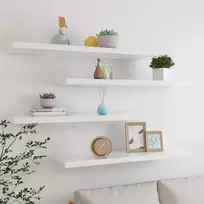 Pakabinamos lentynos, 4vnt., ąžuolo/baltos, 90x23,5x3,8cm, MDF