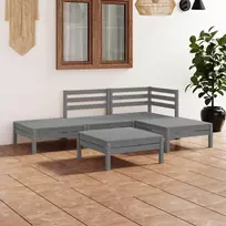 Lauko baldų komplektas Sodo poilsio baldų komplektas, 5 dalių, pilkas, pušies masyvas