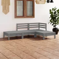 Lauko baldų komplektas Sodo poilsio baldų komplektas, 4 dalių, pilkas, pušies masyvas