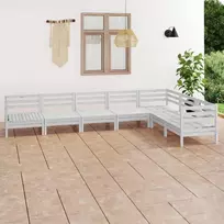 Lauko baldų komplektas Sodo poilsio baldų komplektas, 7 dalių, baltas, pušies masyvas