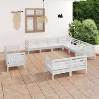 Lauko baldų komplektas Sodo poilsio baldų komplektas, 11 dalių, baltas, pušies masyvas