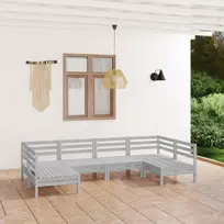 Lauko baldų komplektas Sodo poilsio baldų komplektas, 6 dalių, baltas, pušies masyvas