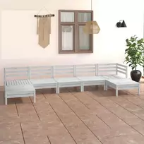 Lauko baldų komplektas Sodo poilsio baldų komplektas, 7 dalių, baltas, pušies masyvas