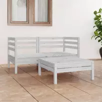 Lauko baldų komplektas Sodo poilsio baldų komplektas, 3 dalių, baltas, pušies masyvas
