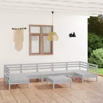Lauko baldų komplektas Sodo poilsio baldų komplektas, 8 dalių, baltas, pušies masyvas
