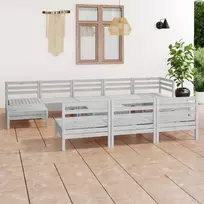 Lauko baldų komplektas Sodo poilsio baldų komplektas, 11 dalių, baltas, pušies masyvas